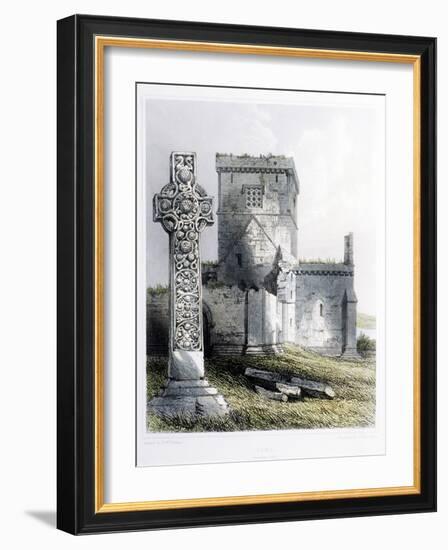 St. Martin's Cross and Iona Cathedral-R. W. Billings-Framed Giclee Print