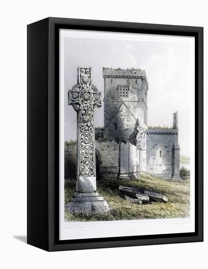 St. Martin's Cross and Iona Cathedral-R. W. Billings-Framed Premier Image Canvas