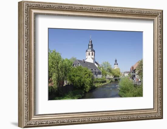 St. Martinskriche Church on River Alb and Town Hall, Ettlingen, Baden-Wurttemberg, Germany-Markus Lange-Framed Photographic Print