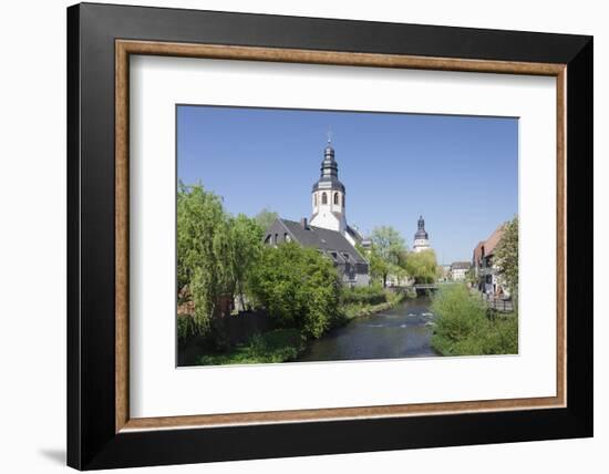 St. Martinskriche Church on River Alb and Town Hall, Ettlingen, Baden-Wurttemberg, Germany-Markus Lange-Framed Photographic Print