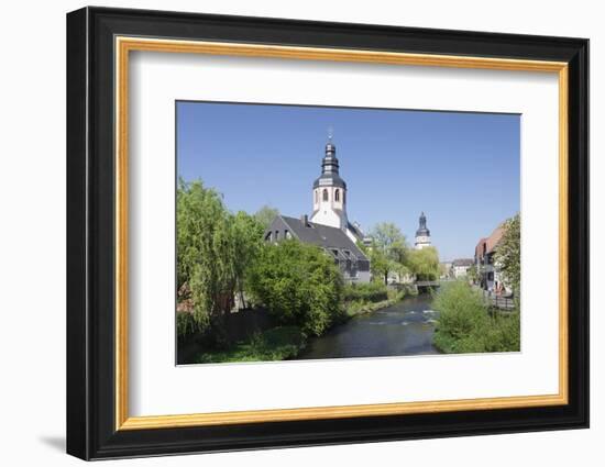 St. Martinskriche Church on River Alb and Town Hall, Ettlingen, Baden-Wurttemberg, Germany-Markus Lange-Framed Photographic Print