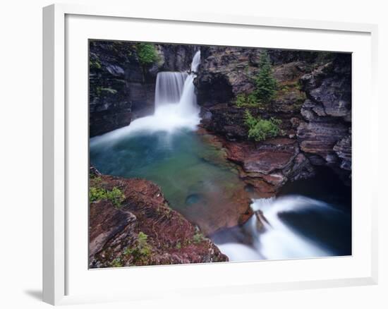 St Mary Falls in Glacier National Park, Montana, USA-Chuck Haney-Framed Photographic Print