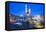 St. Mary's Basilica Illuminated at Twilight, Rynek Glowny (Old Town Square), Krakow, Poland, Europe-Kim Walker-Framed Premier Image Canvas