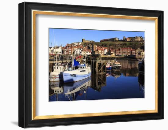 St. Mary's Church and Reflections at Endeavour Wharf with Lobster Pots and Boats, England-Eleanor Scriven-Framed Photographic Print