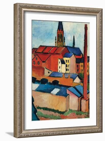 St. Mary's Church with Houses and Chimney-Auguste Macke-Framed Art Print