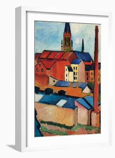St. Mary's Church with Houses and Chimney-Auguste Macke-Framed Art Print