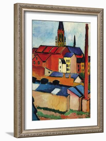 St. Mary's Church with Houses and Chimney-Auguste Macke-Framed Art Print