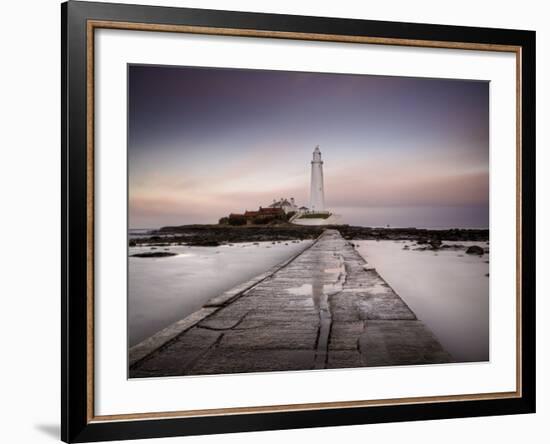 St. Mary's Island and St. Mary's Lighthouse at Dusk, Near Whitley Bay, Tyne and Wear, England, UK-Lee Frost-Framed Photographic Print