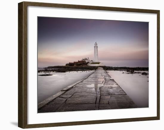 St. Mary's Island and St. Mary's Lighthouse at Dusk, Near Whitley Bay, Tyne and Wear, England, UK-Lee Frost-Framed Photographic Print