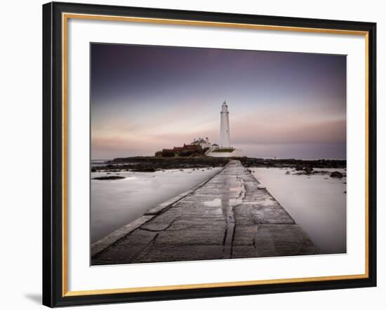 St. Mary's Island and St. Mary's Lighthouse at Dusk, Near Whitley Bay, Tyne and Wear, England, UK-Lee Frost-Framed Photographic Print