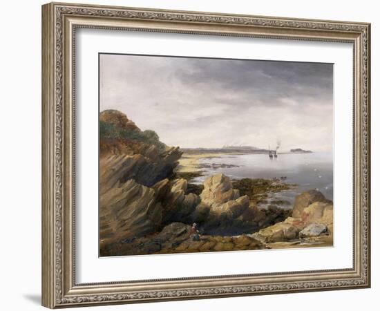 St. Mary's Island from Whitley Rocks, 1845-John Wilson Carmichael-Framed Giclee Print