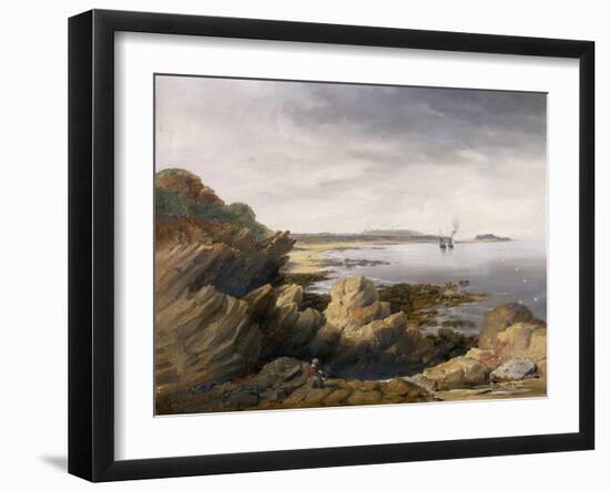 St. Mary's Island from Whitley Rocks, 1845-John Wilson Carmichael-Framed Giclee Print