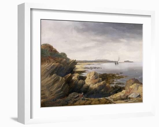 St. Mary's Island from Whitley Rocks, 1845-John Wilson Carmichael-Framed Giclee Print