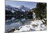 St. Maurici Lake and Snowy Peaks of Aigues Tortes Nat'l Park in Winter, Pyrenees, Catalonia, Spain-Nick Upton-Mounted Photographic Print