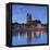 St Mauritius and St Katharina Cathedral and River Elbe at dusk, Magdeburg, Saxony-Anhalt, Germany-Ian Trower-Framed Premier Image Canvas