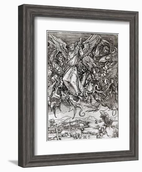 St. Michael and the Dragon, from a Latin Edition, 1511-Albrecht Dürer-Framed Giclee Print