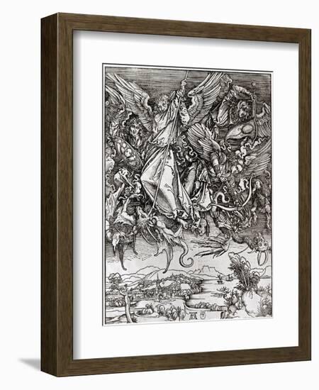 St. Michael and the Dragon, from a Latin Edition, 1511-Albrecht Dürer-Framed Giclee Print