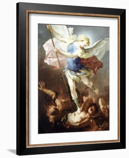 St Michael Defeats Demon-Luca Giordano-Framed Giclee Print