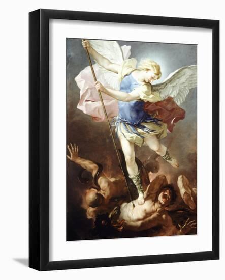 St Michael Defeats Demon-Luca Giordano-Framed Giclee Print