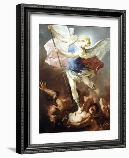 St Michael Defeats Demon-Luca Giordano-Framed Giclee Print