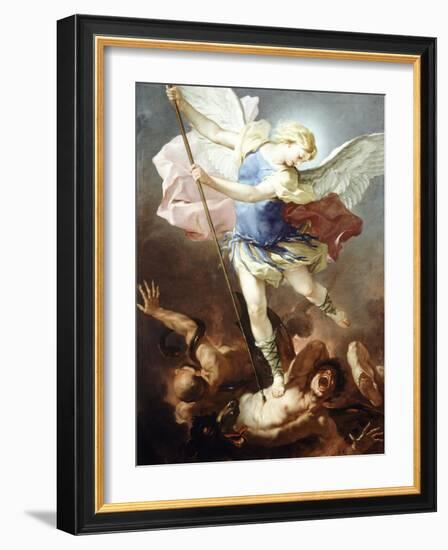 St Michael Defeats Demon-Luca Giordano-Framed Giclee Print