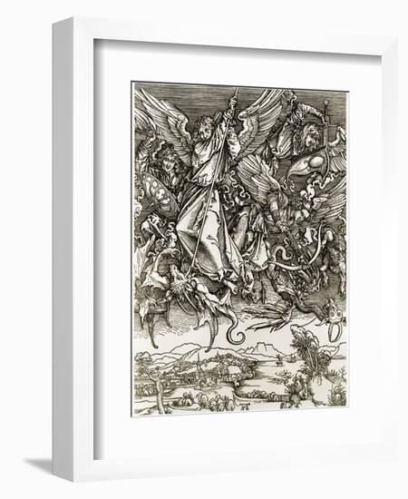 St. Michael Fighting the Dragon-Albrecht Dürer-Framed Premium Giclee Print