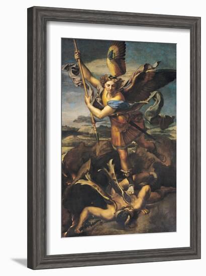 St. Michael Overwhelming the Demon, 1518-Raphael-Framed Giclee Print