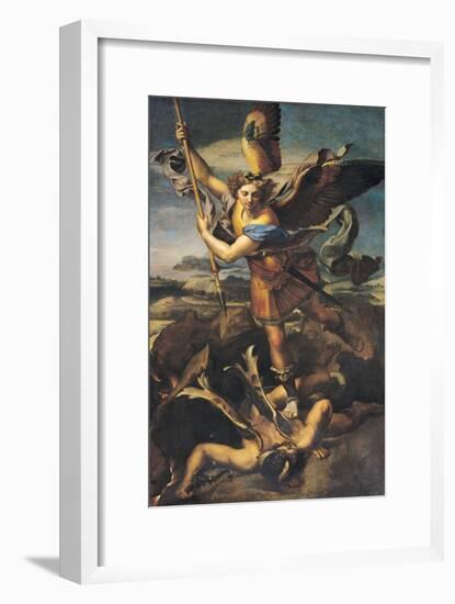 St. Michael Overwhelming the Demon, 1518-Raphael-Framed Giclee Print