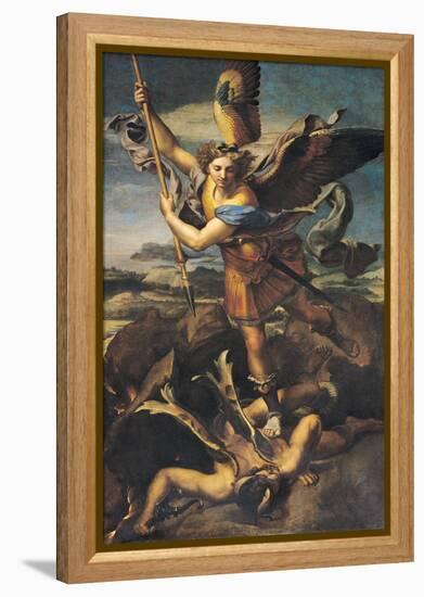 St. Michael Overwhelming the Demon, 1518-Raphael-Framed Premier Image Canvas