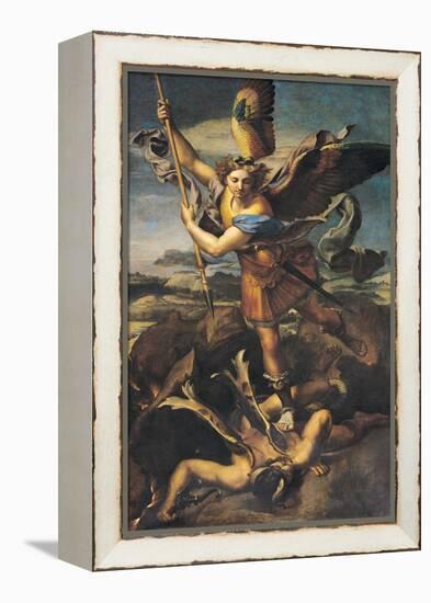 St. Michael Overwhelming the Demon, 1518-Raphael-Framed Premier Image Canvas