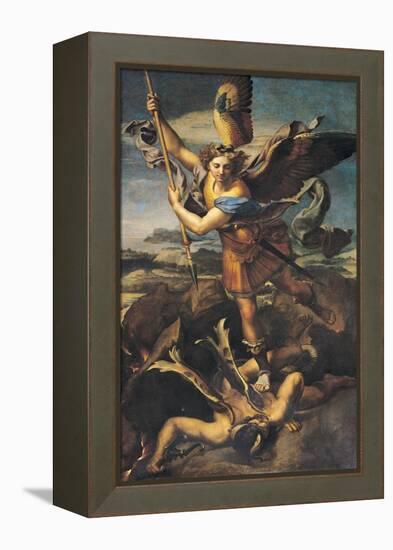 St. Michael Overwhelming the Demon, 1518-Raphael-Framed Premier Image Canvas