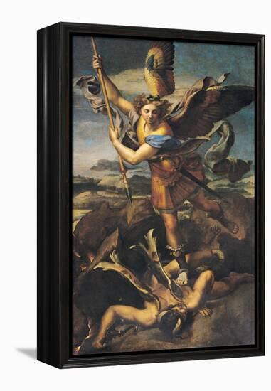 St. Michael Overwhelming the Demon, 1518-Raphael-Framed Premier Image Canvas