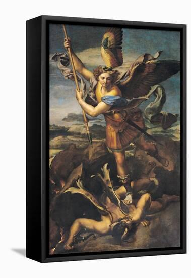 St. Michael Overwhelming the Demon, 1518-Raphael-Framed Premier Image Canvas