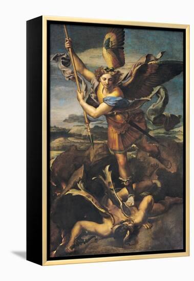 St. Michael Overwhelming the Demon, 1518-Raphael-Framed Premier Image Canvas