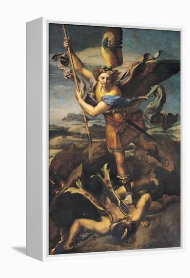 St. Michael Overwhelming the Demon, 1518-Raphael-Framed Premier Image Canvas