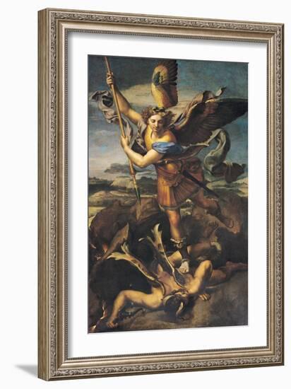 St. Michael Overwhelming the Demon, 1518-Raphael-Framed Premium Giclee Print