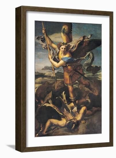 St. Michael Overwhelming the Demon, 1518-Raphael-Framed Premium Giclee Print