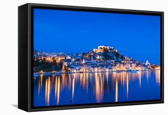 St. Michael's Fortress and Sibenik Harbour, Sibenik, Dalmatian Coast, Croatia-Neil Farrin-Framed Premier Image Canvas