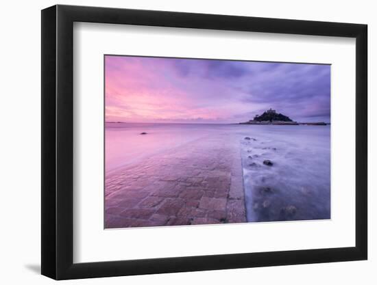 St Michael's Mount and old causeway at sunrise, Cornwall, UK-Ross Hoddinott-Framed Photographic Print