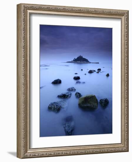 St Michael's Mount at Sunrise, from Marazion Beach, Cornwall, Uk. November 2008-Ross Hoddinott-Framed Photographic Print