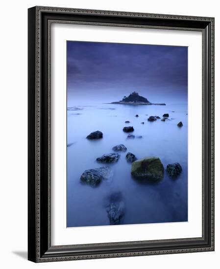 St Michael's Mount at Sunrise, from Marazion Beach, Cornwall, Uk. November 2008-Ross Hoddinott-Framed Photographic Print