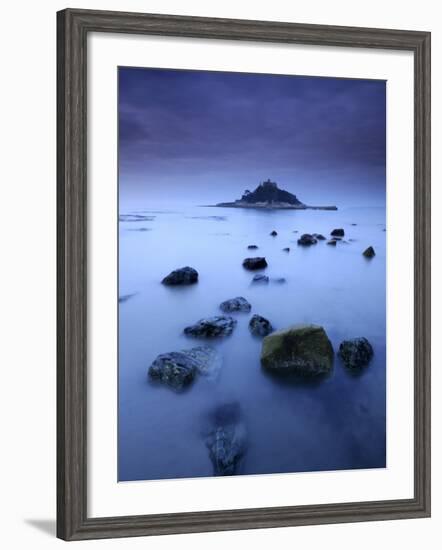 St Michael's Mount at Sunrise, from Marazion Beach, Cornwall, Uk. November 2008-Ross Hoddinott-Framed Photographic Print