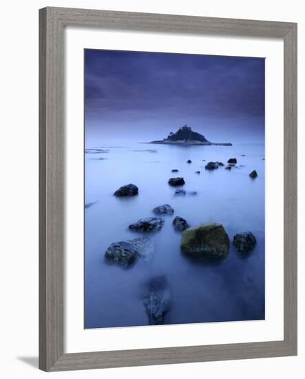 St Michael's Mount at Sunrise, from Marazion Beach, Cornwall, Uk. November 2008-Ross Hoddinott-Framed Photographic Print