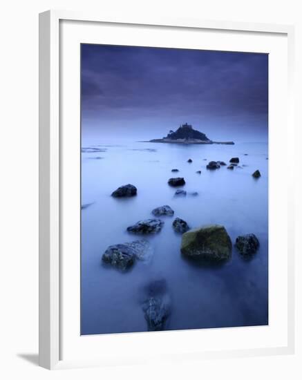 St Michael's Mount at Sunrise, from Marazion Beach, Cornwall, Uk. November 2008-Ross Hoddinott-Framed Photographic Print