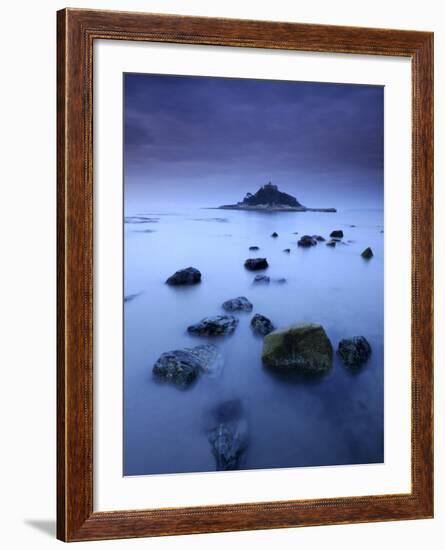 St Michael's Mount at Sunrise, from Marazion Beach, Cornwall, Uk. November 2008-Ross Hoddinott-Framed Photographic Print