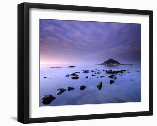 St Michael's Mount at Sunrise, from Marazion Beach, Cornwall, Uk. November 2008-Ross Hoddinott-Framed Photographic Print