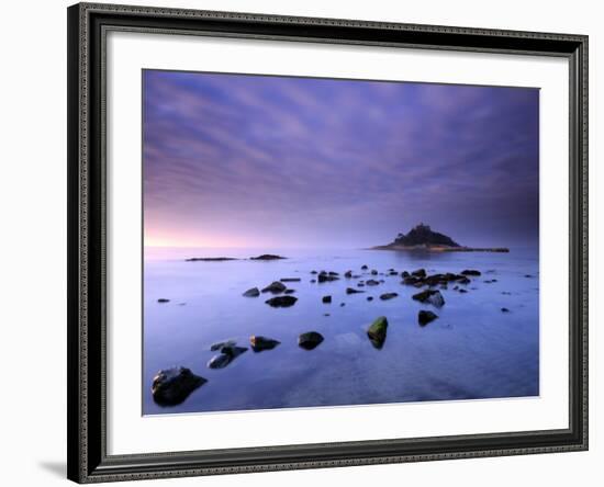 St Michael's Mount at Sunrise, from Marazion Beach, Cornwall, Uk. November 2008-Ross Hoddinott-Framed Photographic Print