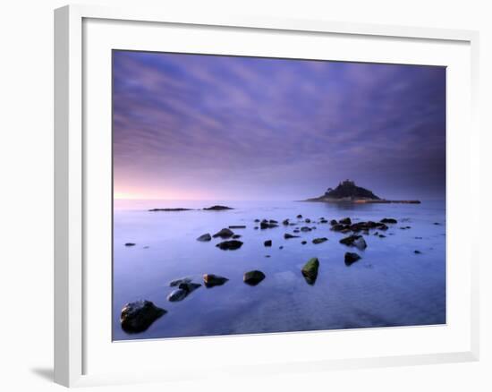 St Michael's Mount at Sunrise, from Marazion Beach, Cornwall, Uk. November 2008-Ross Hoddinott-Framed Photographic Print