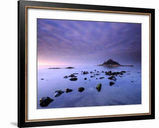 St Michael's Mount at Sunrise, from Marazion Beach, Cornwall, Uk. November 2008-Ross Hoddinott-Framed Photographic Print