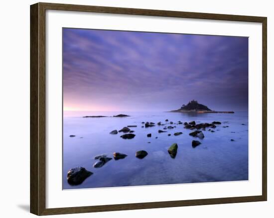 St Michael's Mount at Sunrise, from Marazion Beach, Cornwall, Uk. November 2008-Ross Hoddinott-Framed Photographic Print